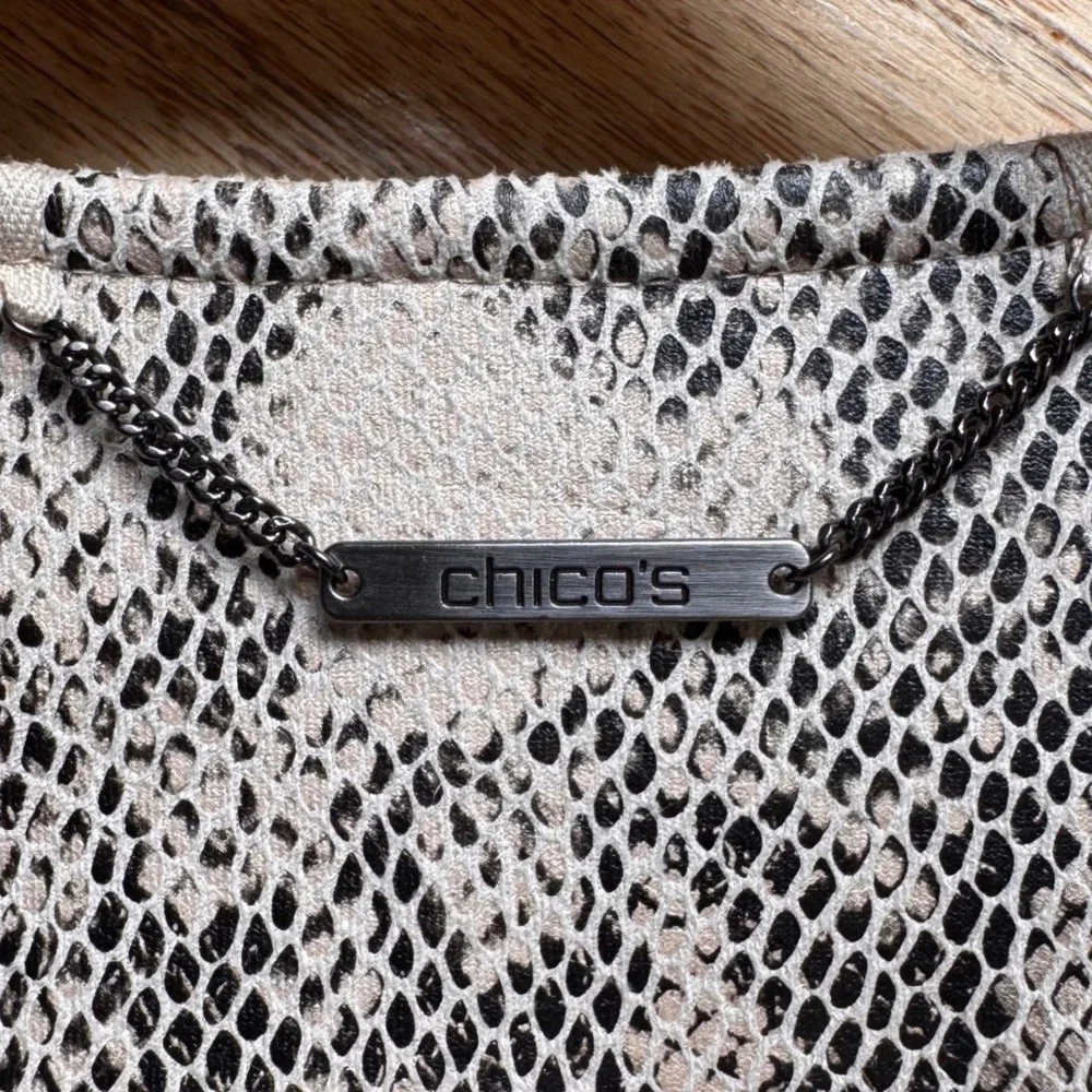 Chicos Faux Leather‎ Snake Animal Open Front Jacket Structured Blazer 1P 8/10P